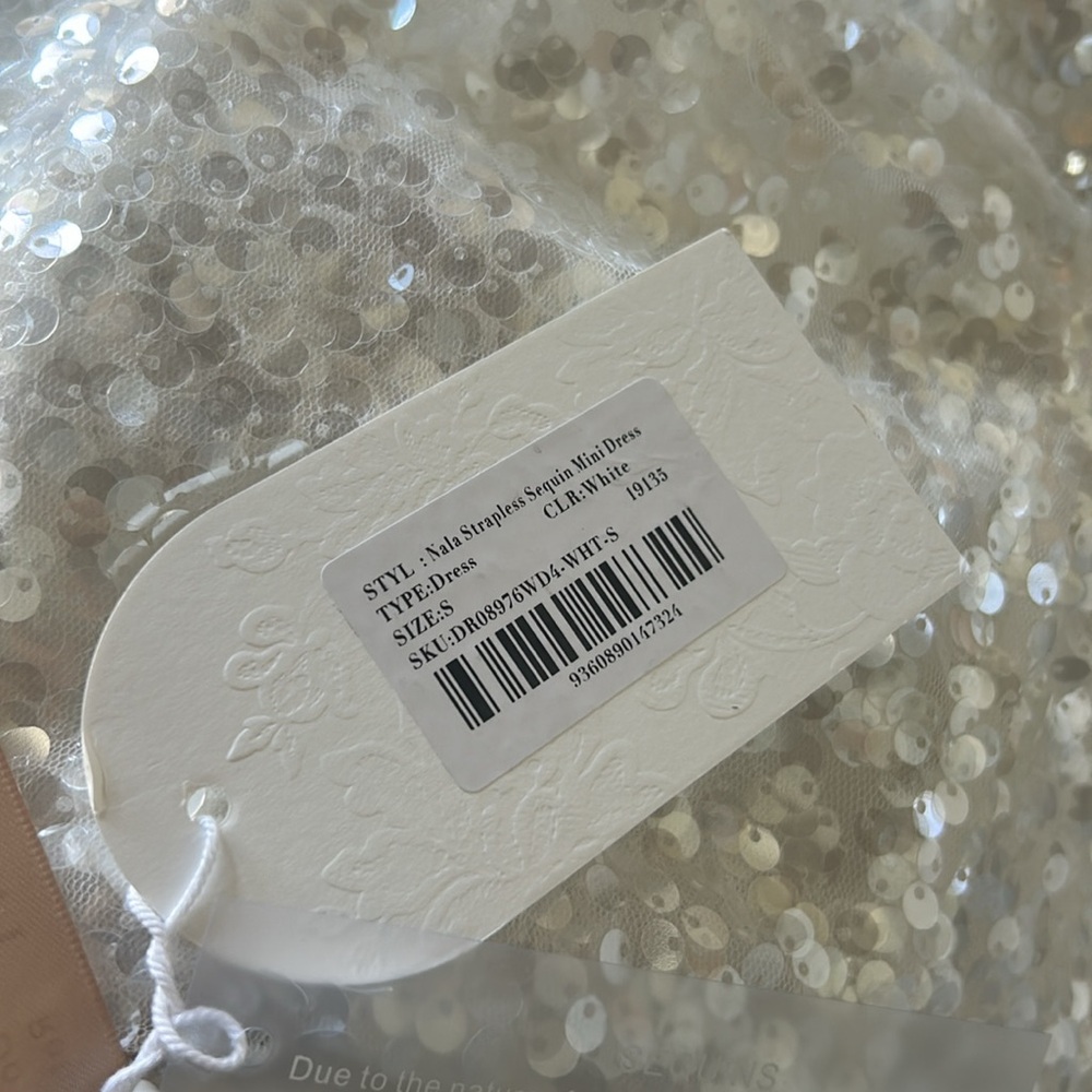 Meshki White Strapless Sequin Mini Dress - Picture 8 of 10